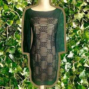 Catherine Malandrino Black Braided Ribbon 3/4 Sleeve Sheath Dress in “Noir” Sz 6